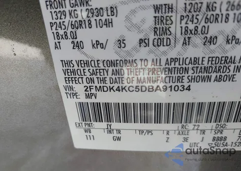 2013 Ford Edge Limited из США, поврежденный, VIN 2FMDK4KC5DBA91034